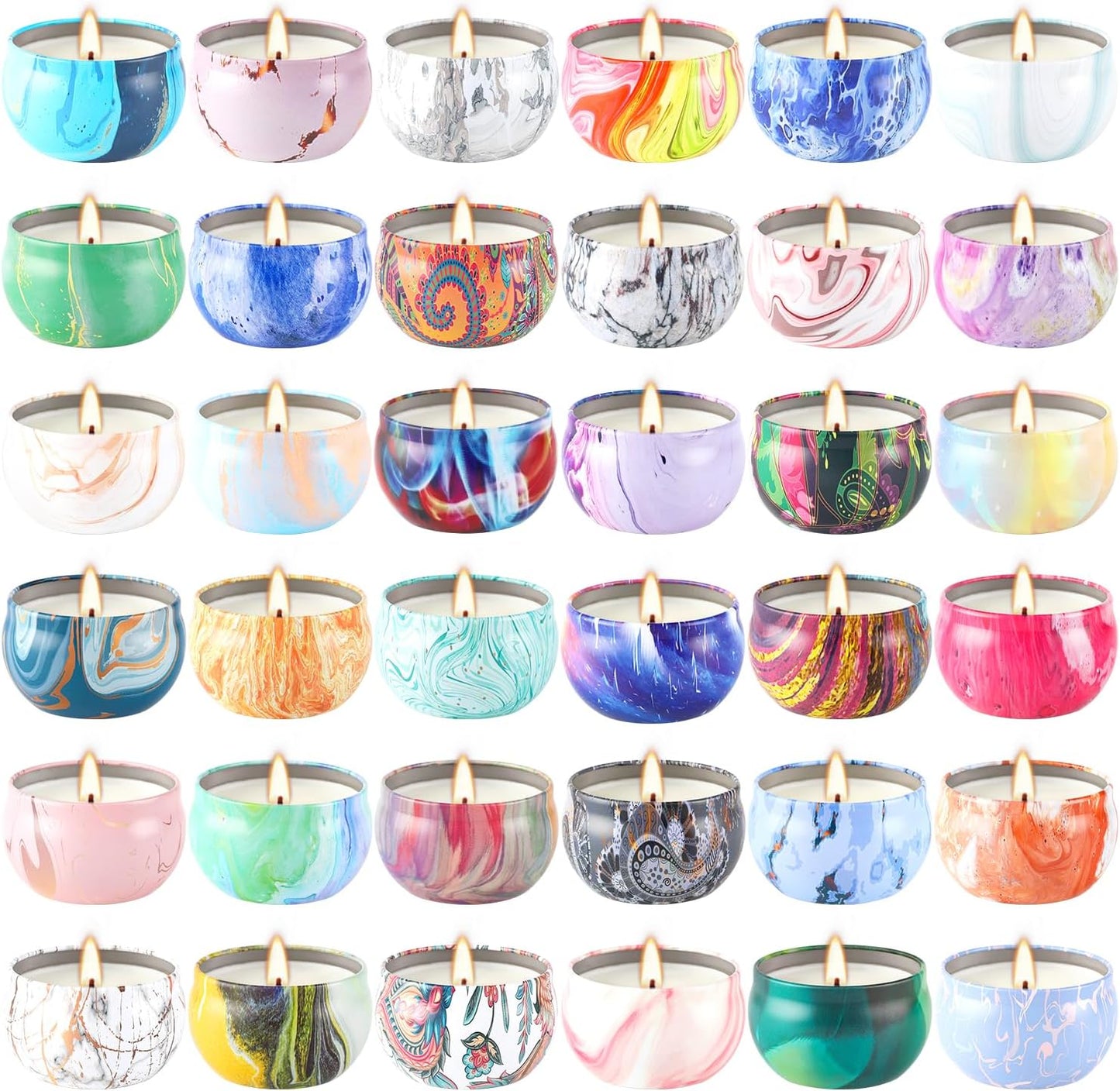 WPONSZU 36 Pack Scented Candles Gift Set for Woman, Jar Candle, 2.5 oz Soy Wax Tin Candle-Ideal Gift for Travel Home Décor