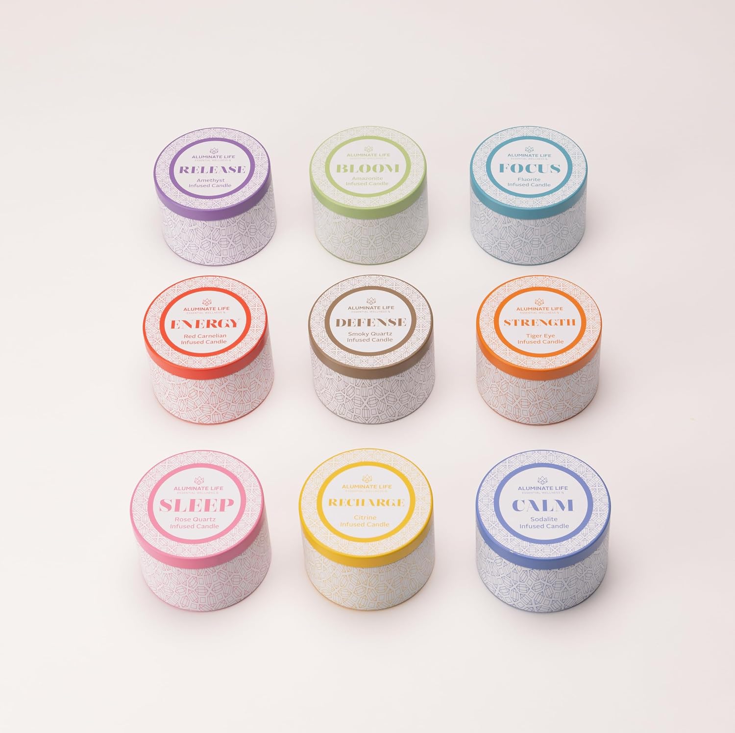 Luxury Candle Tin, 4 OZ, Sleep - Rose Quartz Crystal Infused - Scents of Rose, Lavender, and Vanilla - Tranquility, Love, & Comfort - Coconut Wax Blend, Valentine's Day Gift