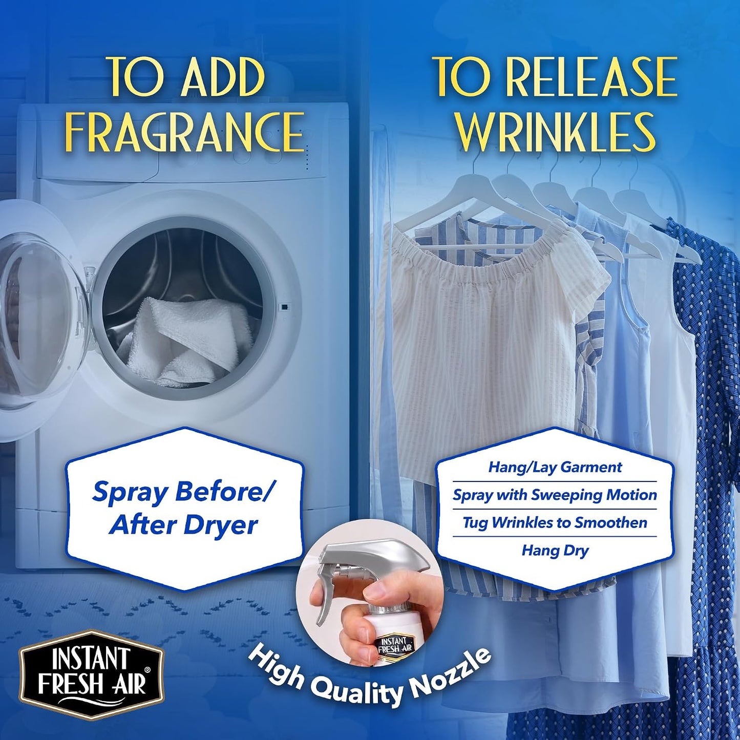 After Dryer Fabric Freshener & Wrinkle Release Spray - For Clothes & Laundry - Luxury Fragrance Odor Remover & Wrinkle Releaser - For Home & Travel - Fresh Linen Scent - 10.1 fl oz.