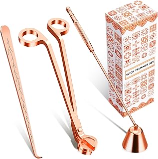 Calary 3 in 1 Candle Care Kit - Wick Trimmer, Snuffer & Dipper Set (Rose Gold)