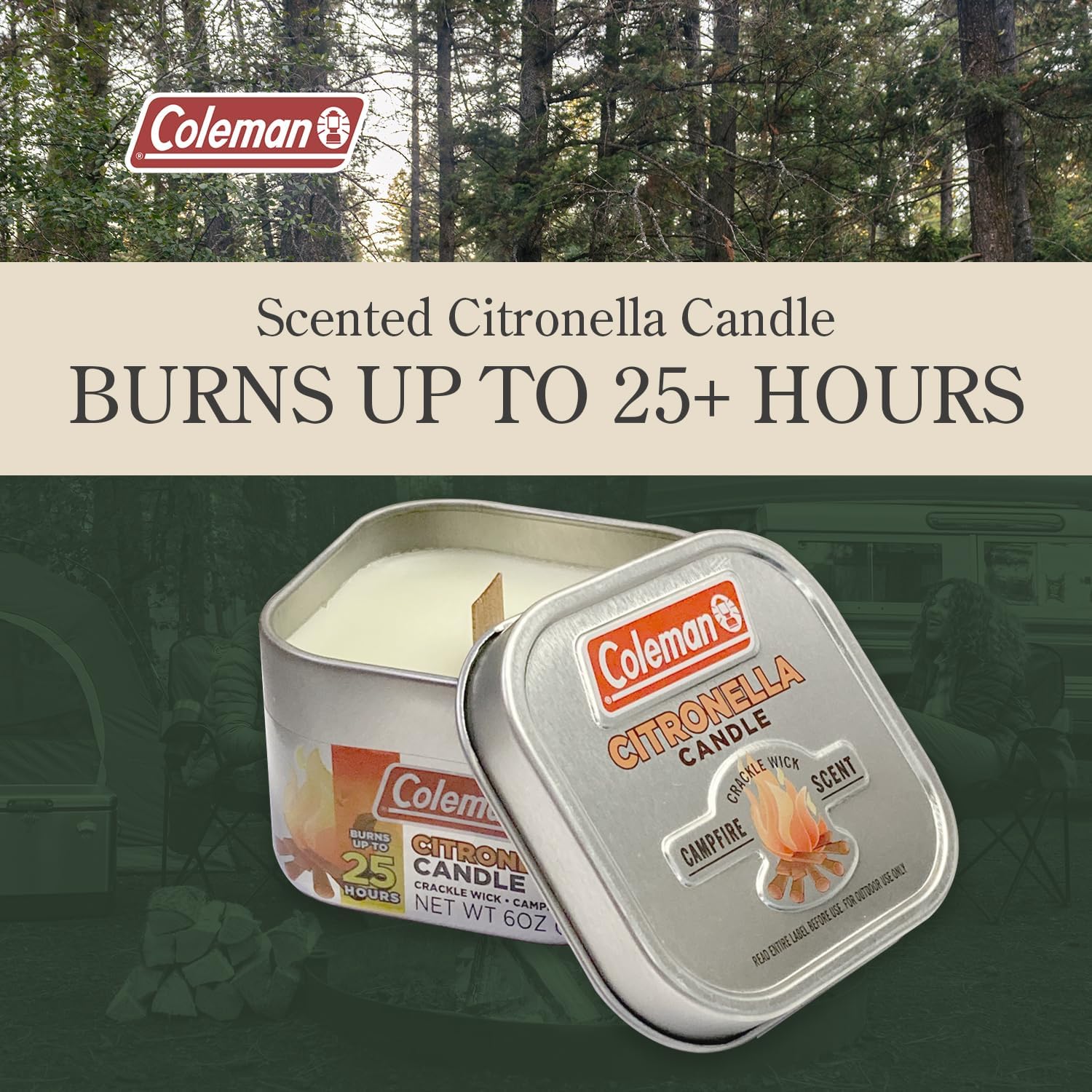 Coleman Campfire Citronella Candle with Wooden Crackle Wick - 6 oz