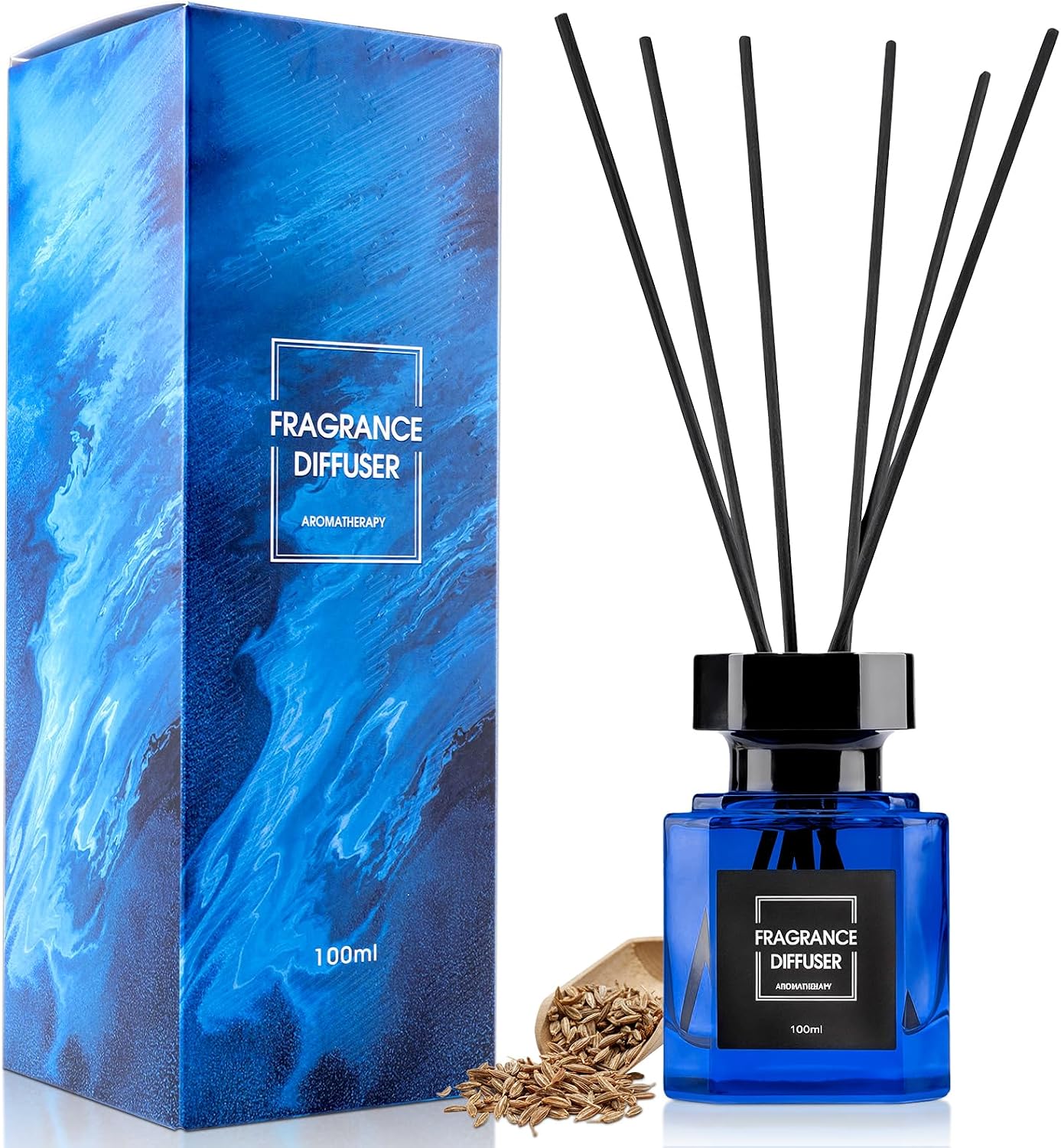 Reed Diffuser Set - 3.38 fl oz (100 ml) - Clean Linen Scent Diffuser with 5 Sticks - Long Lasting Home Fragrance - Air Freshener for Shelf Bathroom Decor Room Decor Aesthetic - Office Desk Accessories