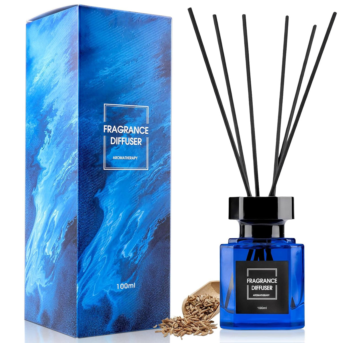 Reed Diffuser Set - 3.38 fl oz (100 ml) - Clean Linen Scent Diffuser with 5 Sticks - Long Lasting Home Fragrance - Air