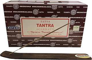 Govinda Incense Stick Holder Bundle with Satya Bangalore (BNG) Incense Sticks - 12 Boxes x 15 Grams (Tantra)