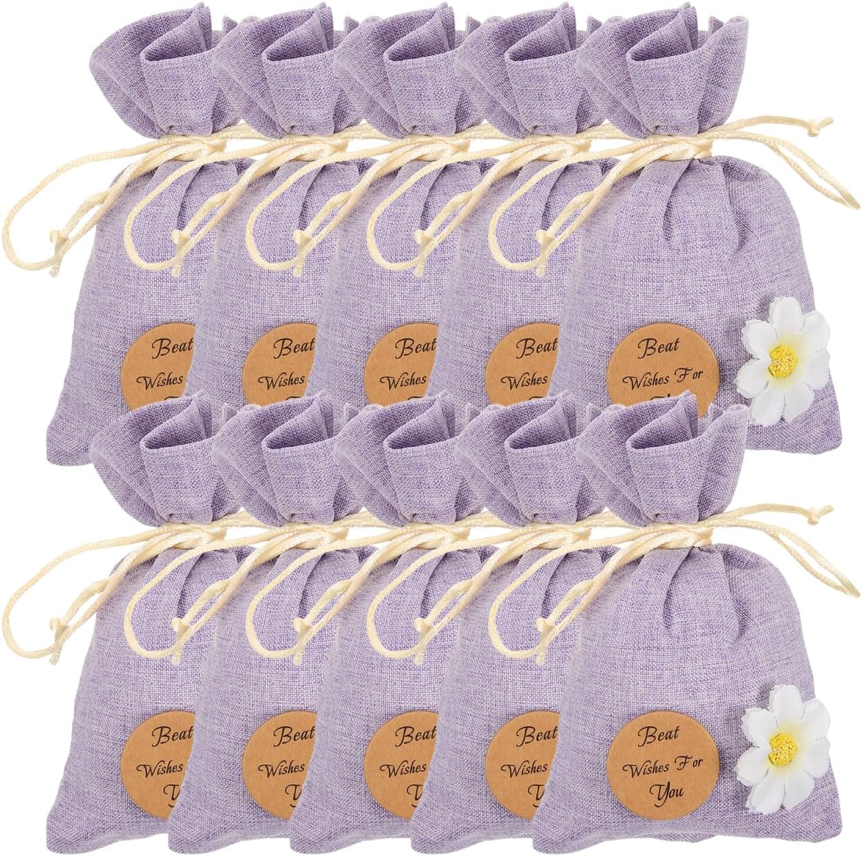 DECHOUS Empty Sachet Bags 10 Pack Small Drawstring Sachet Pouches 6.22X4.13 Inch Cotton Refillable Bags for Jewelry Spice Storage and Home Fragrance