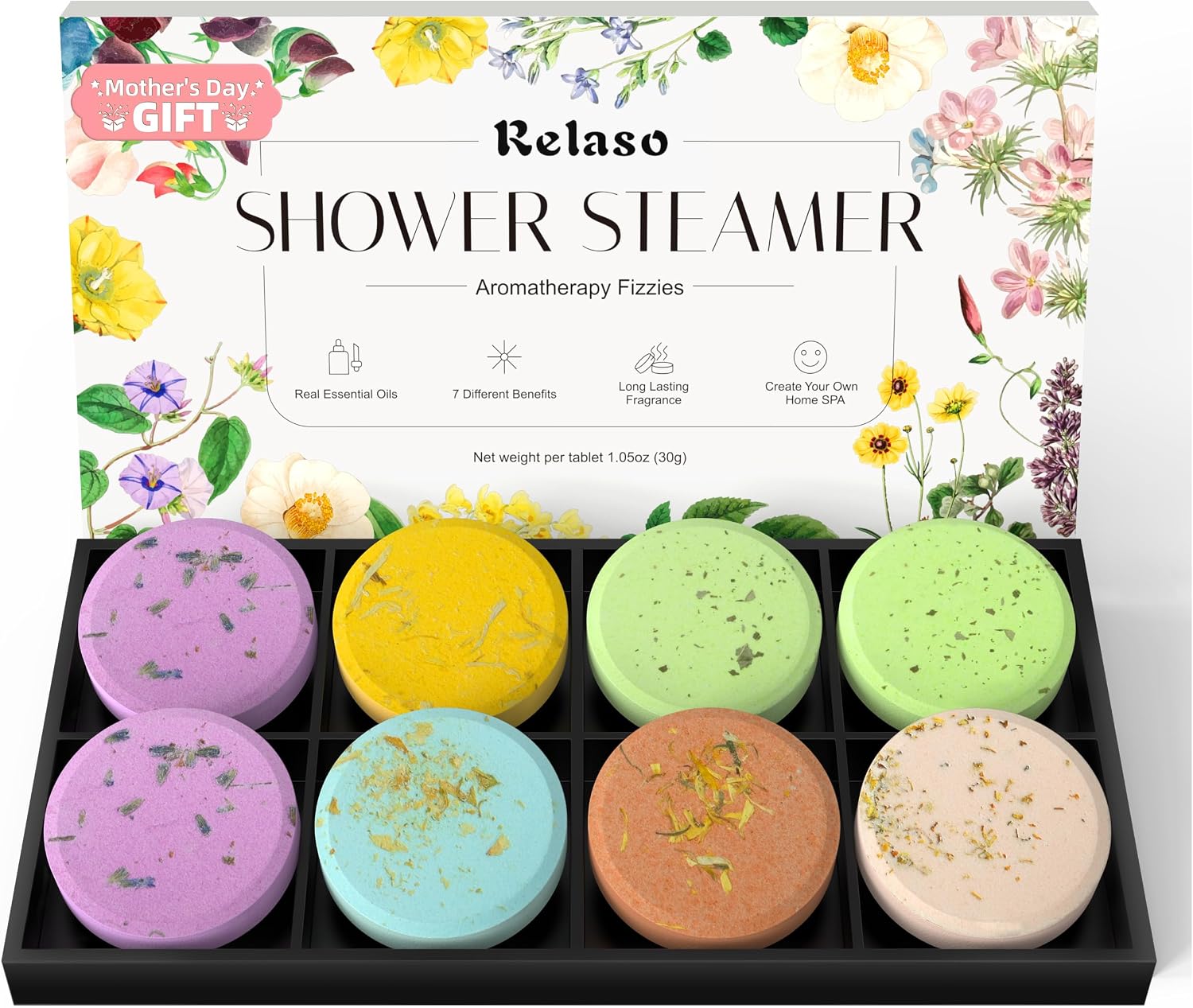 Shower Steamers Aromatherapy 8 Pack, Birthday Gifts for Women Men & Luxury Gift Box Packaging, Premium Shower Bombs with Natural Essential Oils, Home Spa Stress Relief, Relaxation Self Care