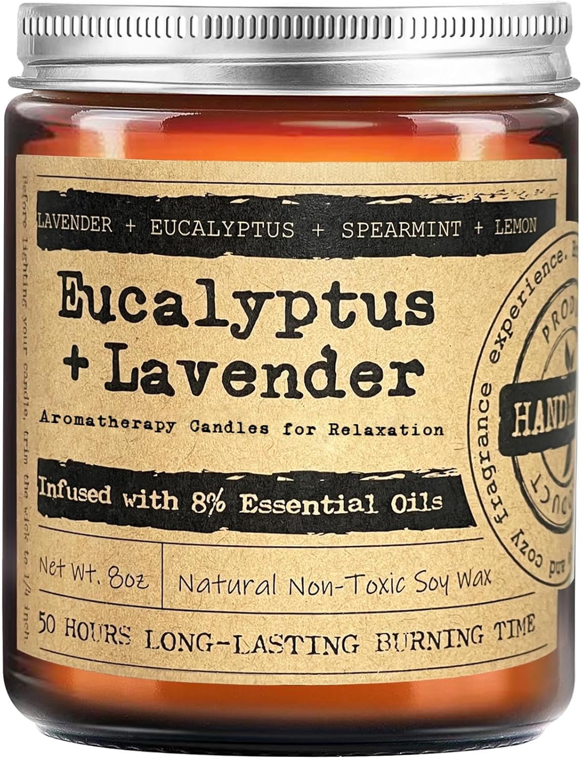 KOTKAS Lavender Eucalyptus Scented Candles - 8oz Natural Scented Soy Candles for Home Non Toxic Aromatherapy Lavender Candles Gifts for Women Bath Relaxing Calming Soothing Relaxation Stress Relief