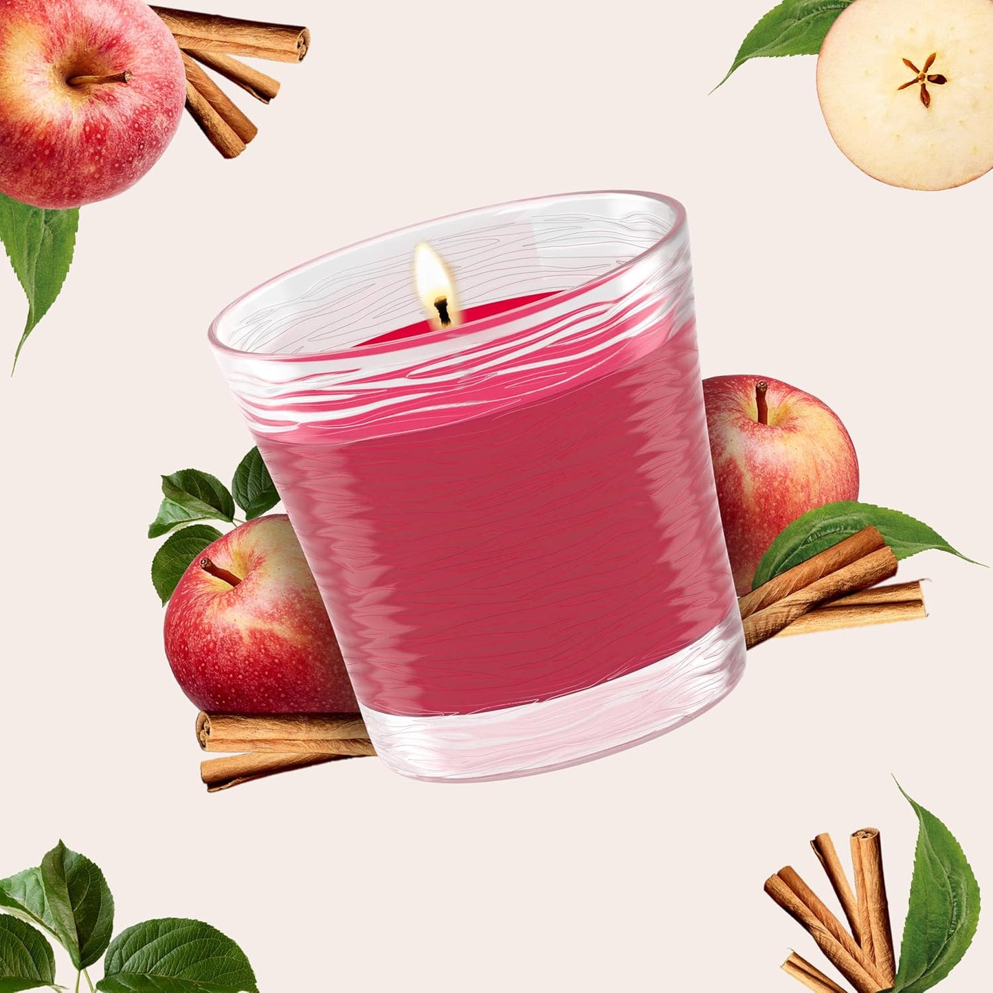 Glade 1-Wick Scented Candle Jar, Apple Cinnamon, Air Freshener Infused with Essential Oils, 4.08 Oz