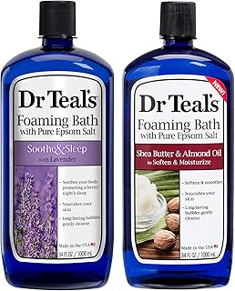 Dr. Teal's Foaming Bath Variety Gift Set (2 Pack, 34oz Ea.) - Soothe & Sleep Lavender, Moisturizing Shea Butter & Almond Oil - Essential Oils Blended with Pure Epsom Salt Ease Pain & Relieve Stress