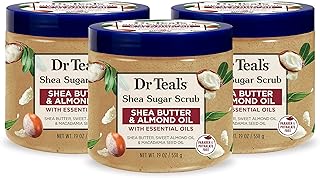 Dr Teal's Shea Sugar Body Scrub, Shea Butter with Almond Oil & Essential Oils, 19 oz (Pack of 3)