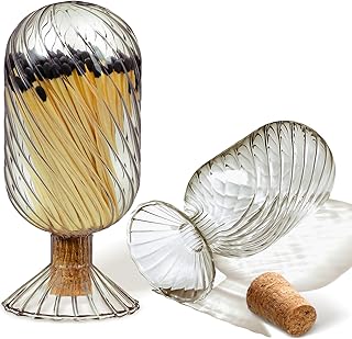 Cinnvoice Helix Shaped Glass Matches Cloche Decorative for 4 Inch Candle Matches Trendy Fireplace Display Decor, Not Include Matches(Smoke Grey,2.95 x 6.1 Inch)