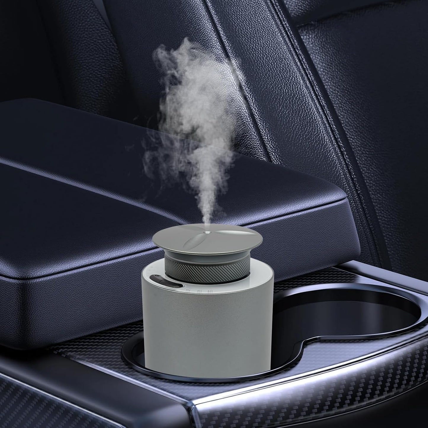 Mini Essential Oil Diffuser for Car with 3 Spray Modes 2000mAh Battery USB Charging 72H Standby Aroma Diffuser Fragrance Expander Greenish-Gray Aluminum Alloy