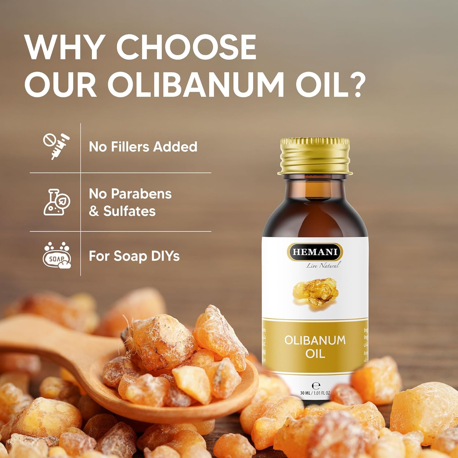 Hemani Olibanum Oil 30ml (1 Fl Oz) - 100% Pure | Sacred Frankincense Aroma | Natural Olibanum Essential Oil for Meditation by Hemani