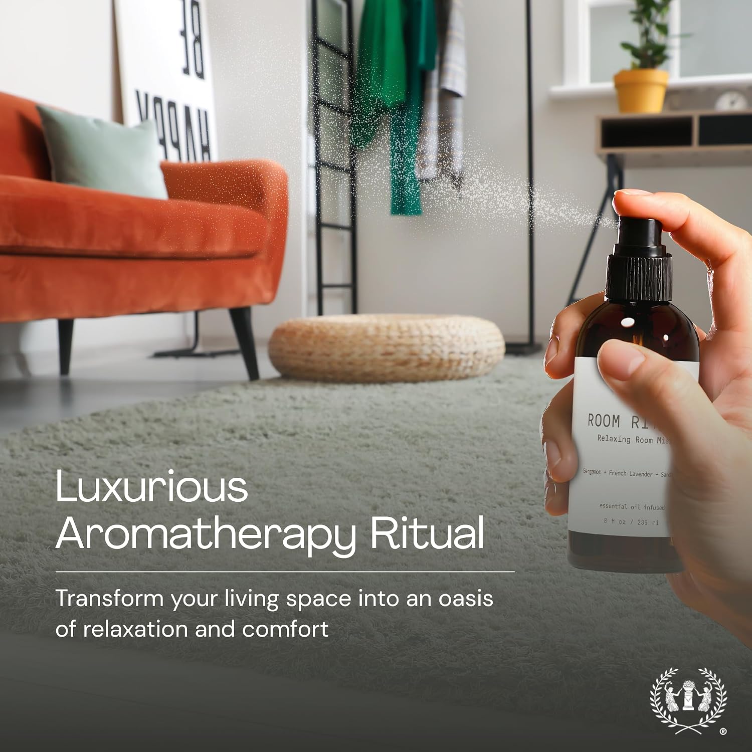 Muse Apothecary Room Ritual - Aromatic and Relaxing Room Mist, Infused with Natural Essential Oils - 4oz, Tonka Bean + Amber + Warm Cedarwood