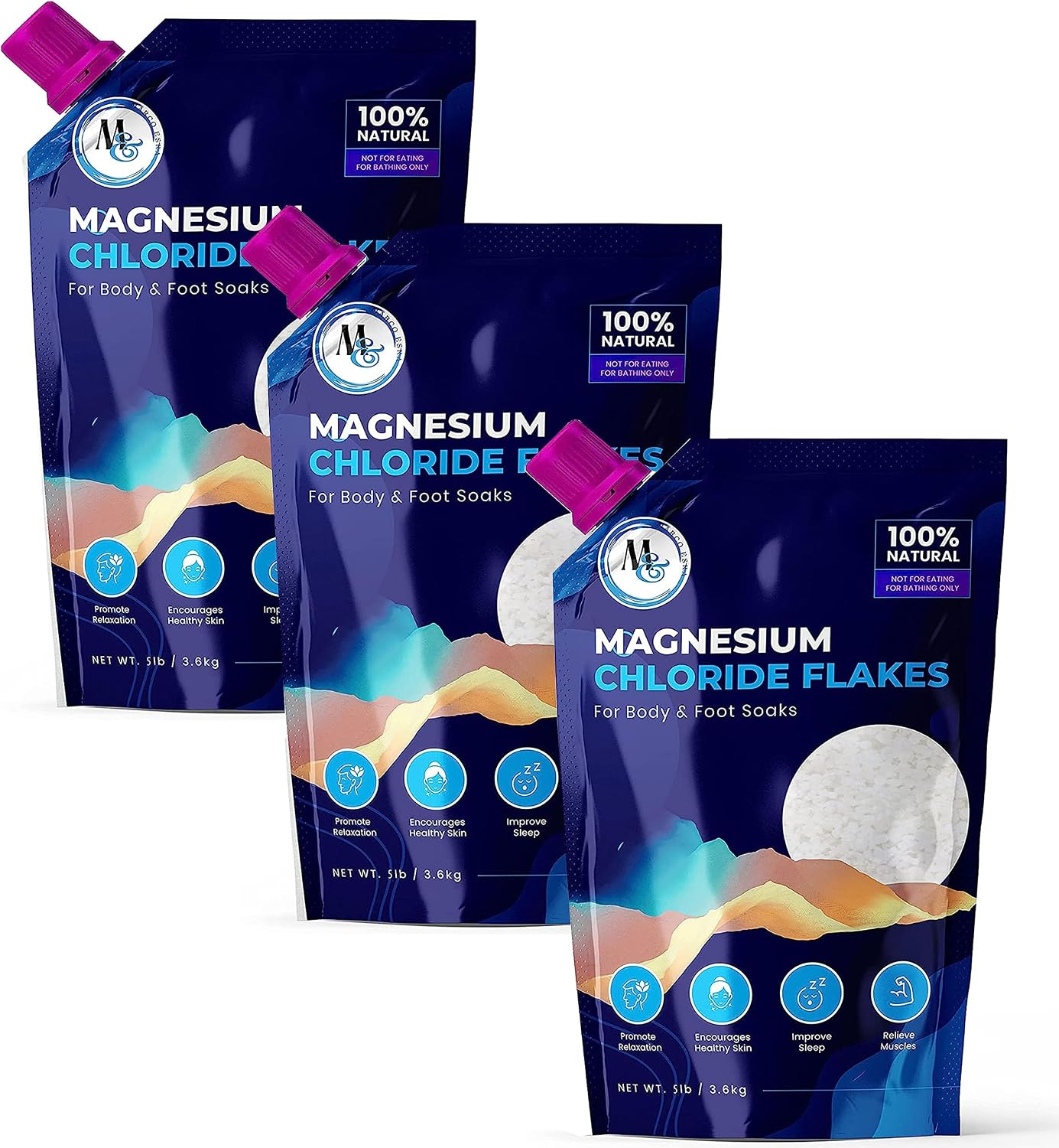 Dead Sea Magnesium Flakes Bath Salts for Soaking & Foot Soak - Natural Pure Chloride Supplement - Unscented Epsom Salt Alternative - Muscle Relief, Skin Nourishing & Better Sleep