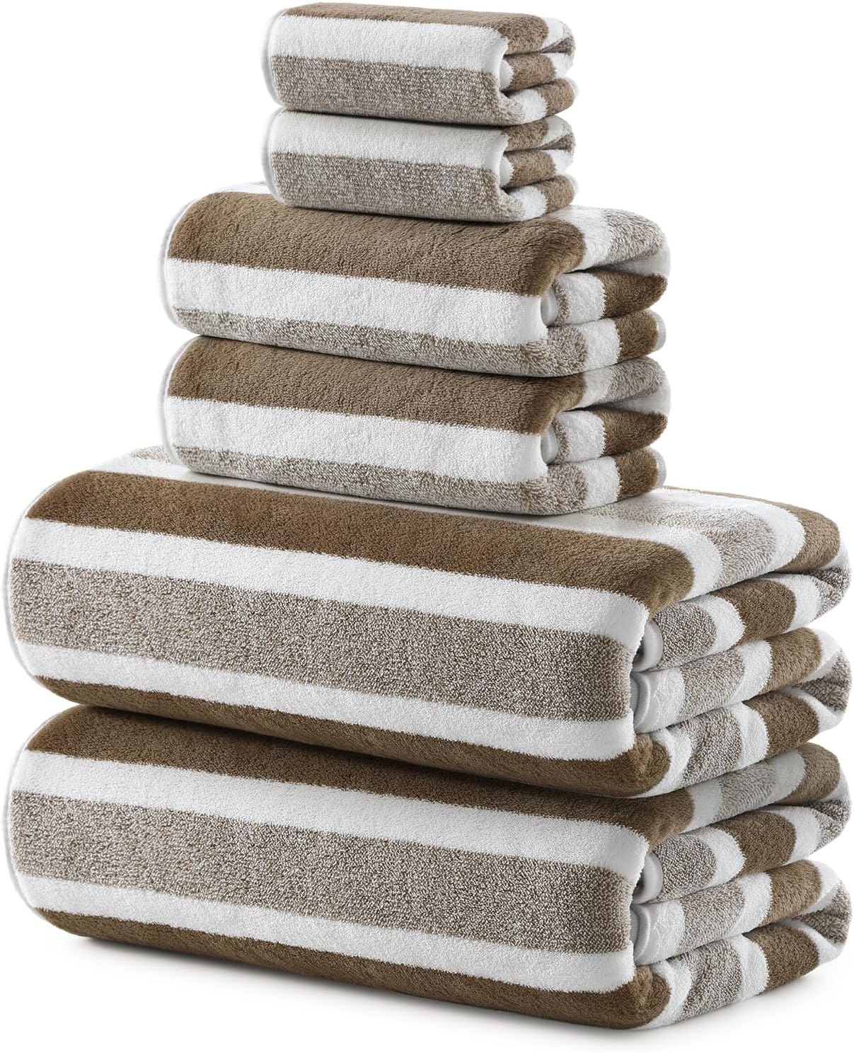 REDKISS 6-Piece Microfiber Bath Towel Set, Ultra Soft, Highly Absorbent & Quick Dry, 35x70 Inch Oversized, Brown Towels for Bathroom, Spa, Gym, 2 Bath 2 Hand 2 Washcloths