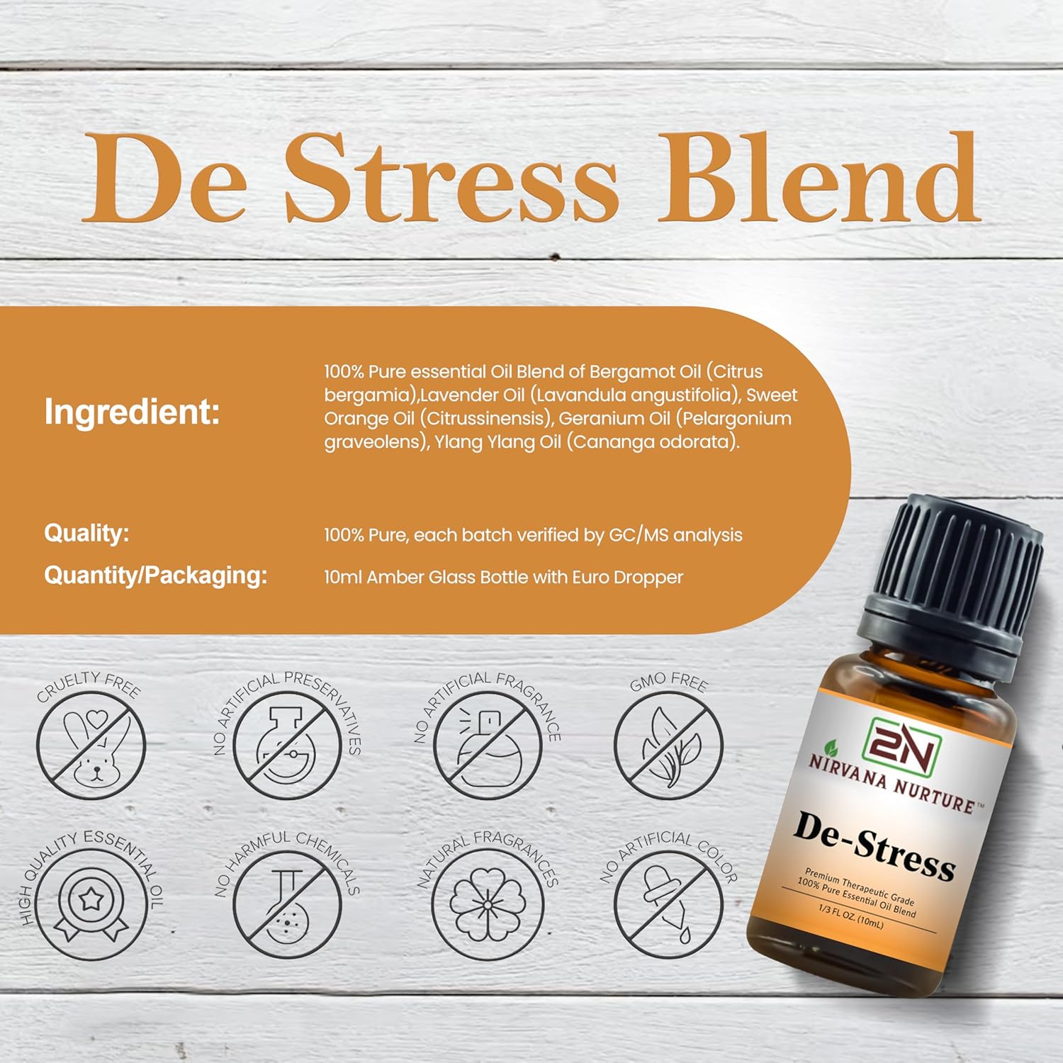 De Stress Blend 100% Pure Natural Premium Grade, Undiluted, Ease Stress, Aromatherapy, Mood Booster, Calm & Relax Mind