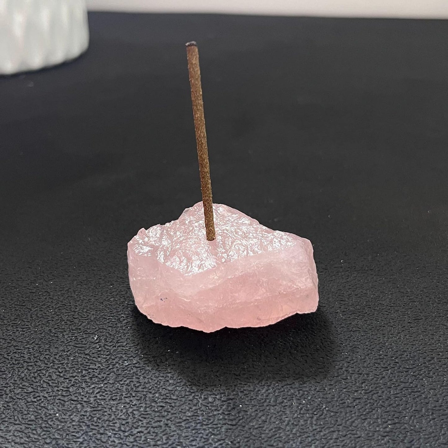 Natural Raw Crystal Incense Holder Set - 3 Unpolished Amethyst/White Quartz/Pink Stone (3-5cm), Aromatherapy Gift for Meditation, Yoga & Home Decor, Healing Energy Stone