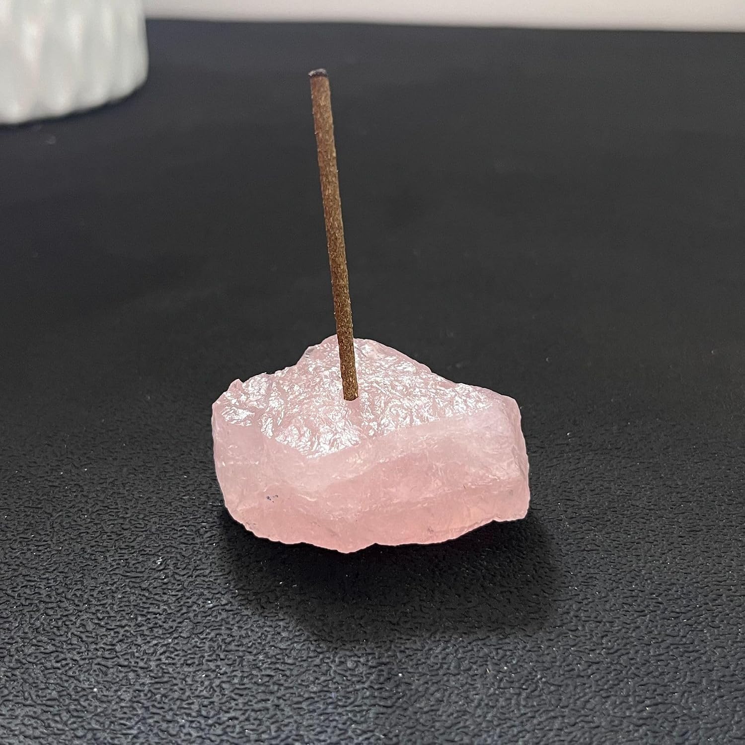 Natural Raw Crystal Incense Holder Set - 3 Unpolished Amethyst/White Quartz/Pink Stone (3-5cm), Aromatherapy Gift for Meditation, Yoga & Home Decor, Healing Energy Stone