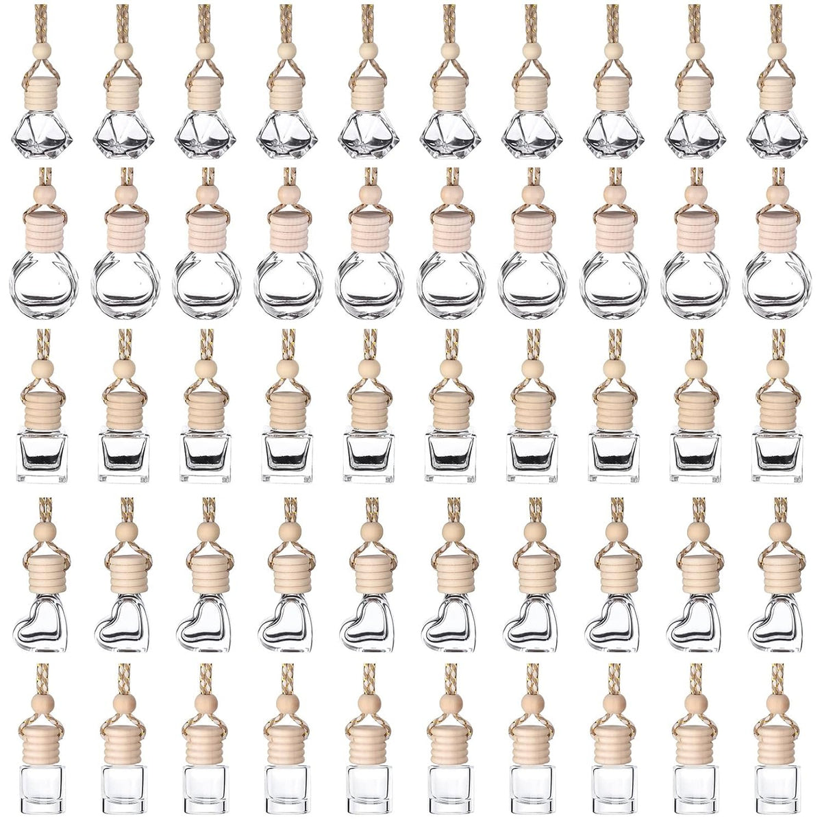 50Pcs 8ml&6ml Hanging Car Air Freshener Diffuser Empty Clear Glass Essential Diffuser Oil Aromatherapy Fragrance Perfume