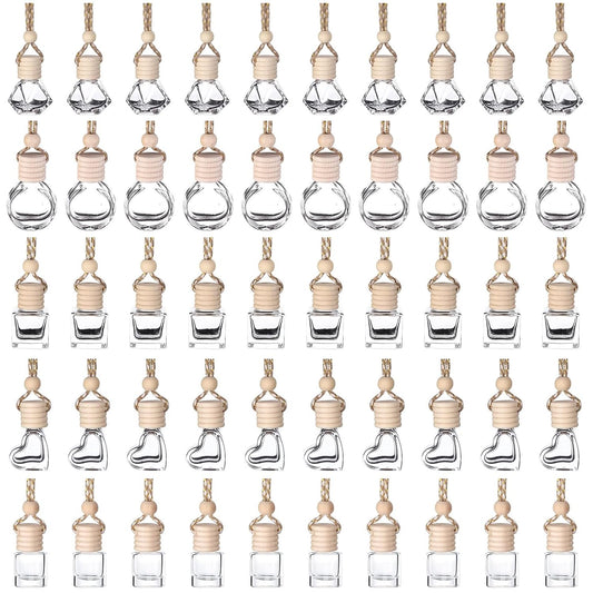 50Pcs 8ml&6ml Hanging Car Air Freshener Diffuser Empty Clear Glass Essential Diffuser Oil Aromatherapy Fragrance Perfume