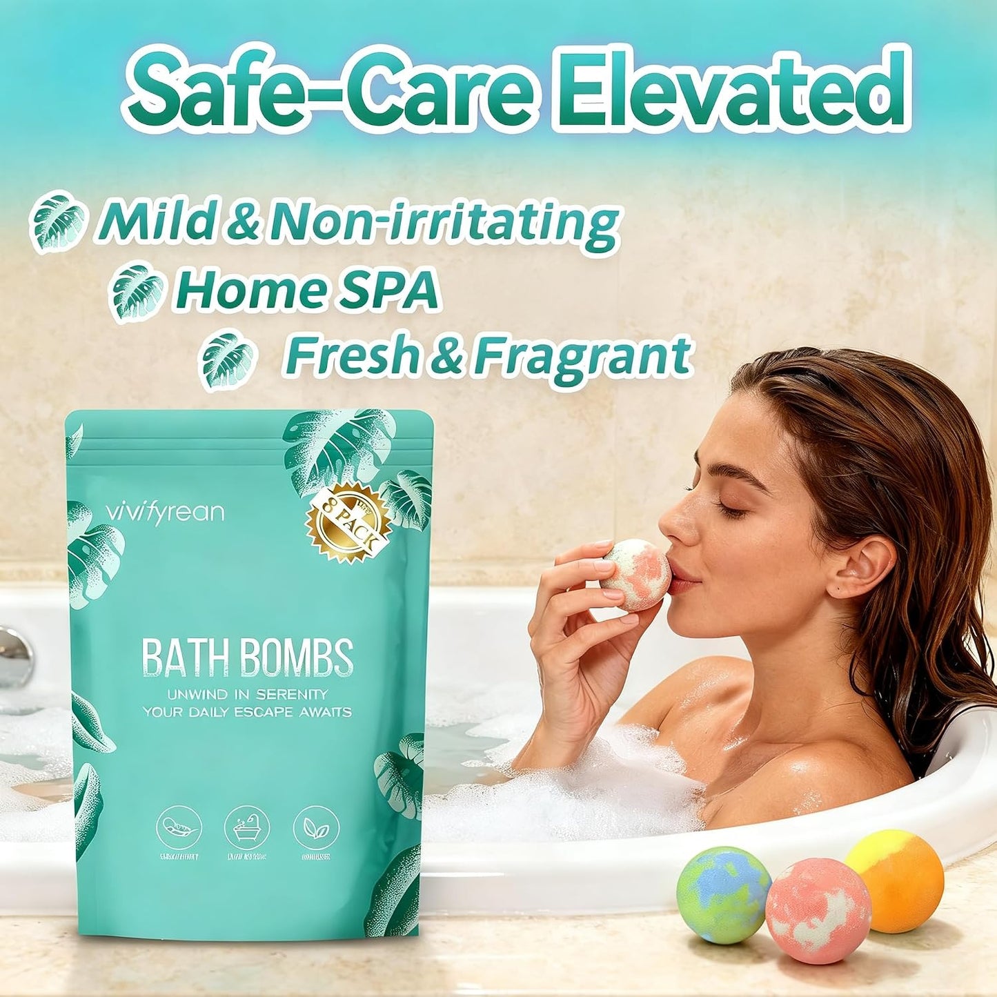 Bath Bombs for Women and Men, Self-Care Organic Bath Bombs for Adults, Anniversary Birthday Gift, Skin Clean, Relaxation Home Spa, 8 Count Bulk Bag with Essential Oils & Epsom Salts, 4 Natural Scents