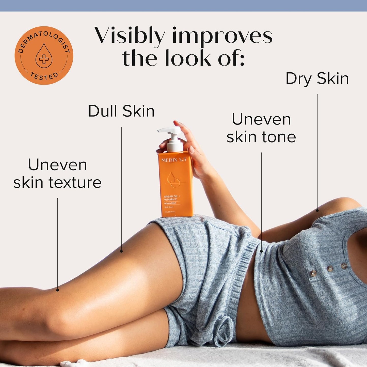Medix 5.5 Argan Oil + Vitamin E Cream Anti Aging Skin Care Moisturizer Body Lotion For Women & Men | Firming Body Lotion Reduces Look Of Wrinkles, Cellulite, Crepey Skin, & Uneven Skin Tone, 2-Pack