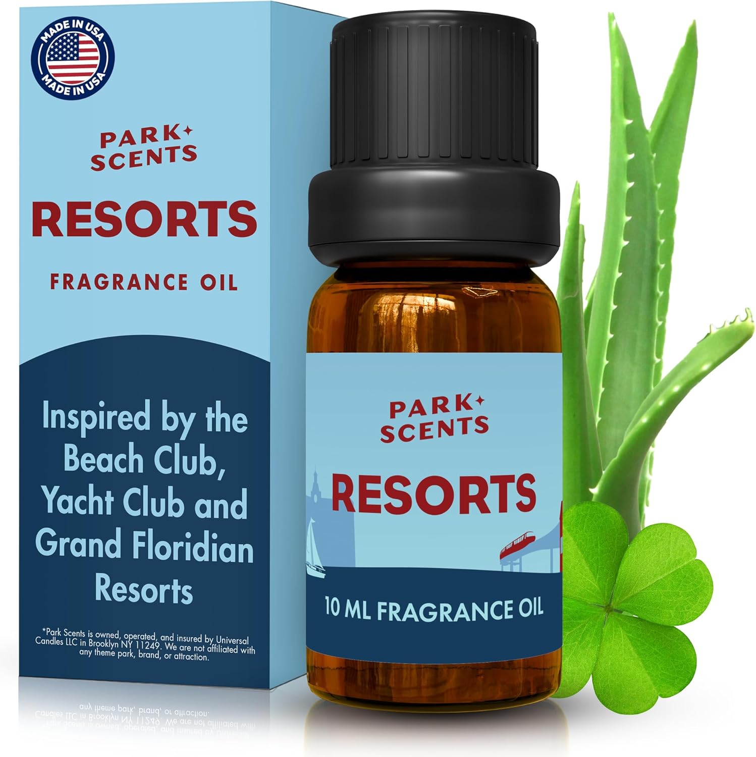 Park Scents Resorts – Floridian Theme Park Luxury Hotel Fragrance Oil – Clover, Aloe, Citrus & Daisy Scented Essential Oils for Diffusers, Home, Aromatherapy, Gifts for Women, Sister, Hostess (10ml)
