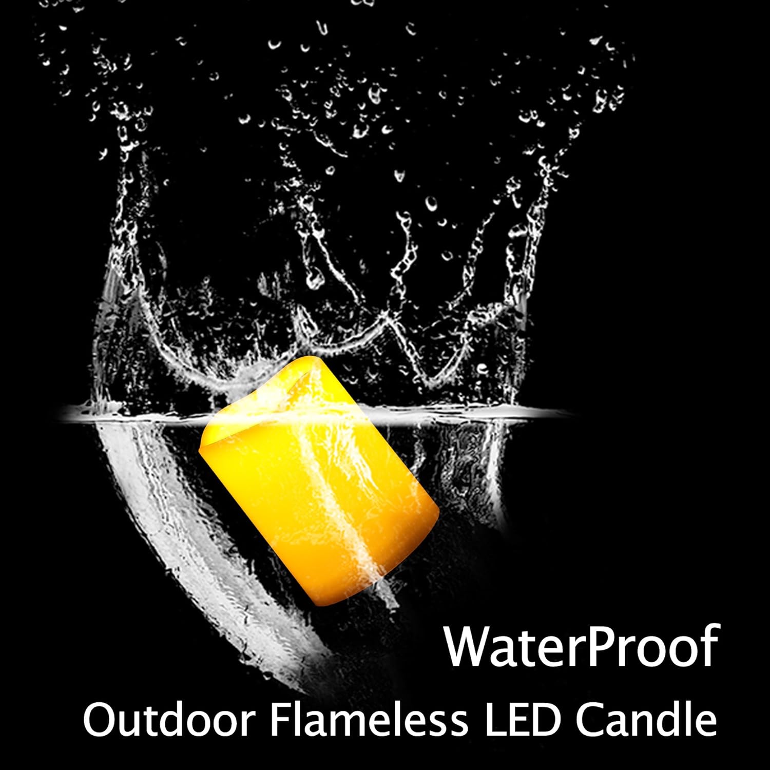 iZAN Set of 1 Outdoor Flameless LED Candle with Timer - Waterproof Plastic Flickering Battery Operated LED Pillar Candles Wedding Party Garden Decoration Long Lasting Battery Life 3x4 inch