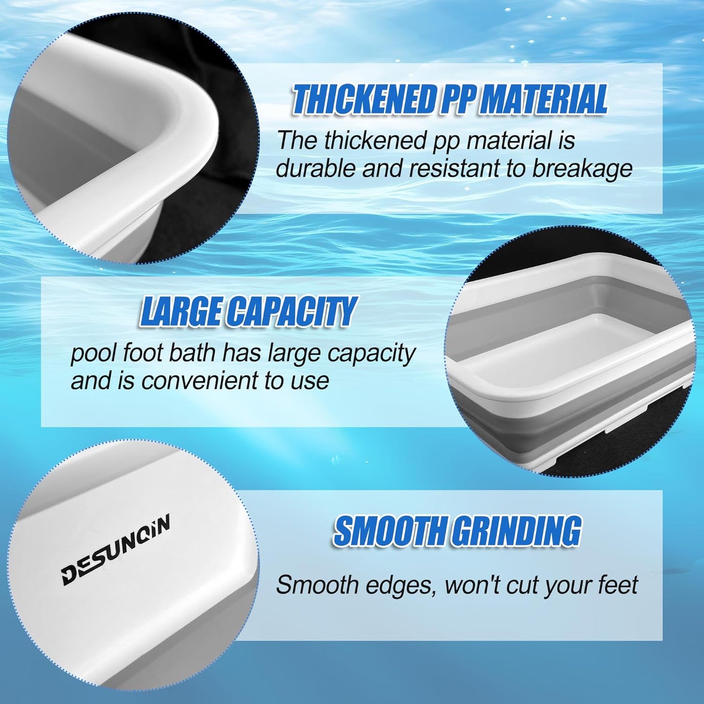 11.8" x 7.87" x 4.5" Pool Foot Bath Tray for Swimming Pool, Non- Slip Collapsible Foot Bath for Pool, Portable Foot Tub for Pool for Above Ground Pool Accessories, Rinse Feet Keep Pool Clean