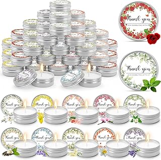 Nuanchu 50 Pcs Wedding Favors Candles Gifts for Guests Bridal Shower Party Favors 1 oz Thank You Small Tin Candle Bulk Aromatherapy Floral Scents for Wedding Celebration Bridesmaid Proposal Gift