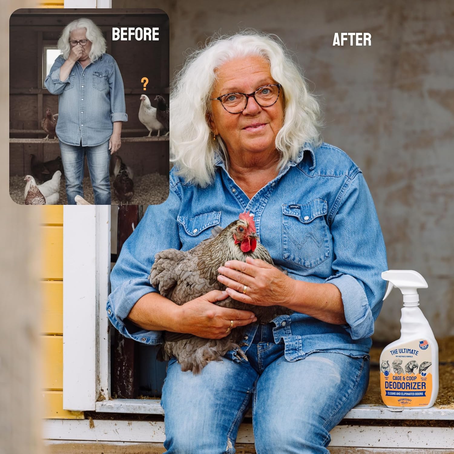 Hatortempt Chicken Coop Deodorizer & Cleaner Spray - 32 fl oz, Unscented - Ammonia Control Odor Eliminator & Coop Refresher for Chickens