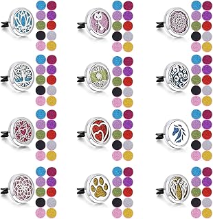 12pcs Car Aromatherapy Clip, Car Diffuser, Car Aromatherapy Essential Oil Diffuser, 30mm-Aromatherapy Diffuser 12pcs Set with 120 Glitter Powder Cotton Pads