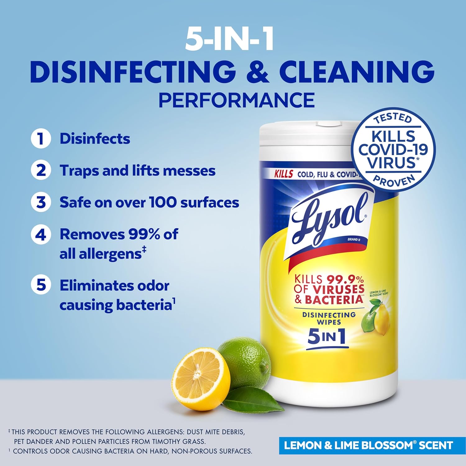 LYSOL Disinfecting Wipes, All Purpose Cleaner, Multi-Surface Antibacterial Cleaning Wipes, Household Cleaning Supplies, Dorm Essentials, Lemon + Crisp Linen + Mango & Hibiscus Scent, 80 ct. (3 Pack)