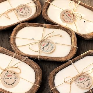 Red Barn Candle Company Wood Dough Bowl Candles | 100% Natural Soy Wax & Essential Oil Infused | Odor Eliminating + Pet Safe | Scented Candle Gifts for Men & Women (Honeysuckle, 3-Wick)