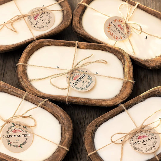 Red Barn Candle Company Wood Dough Bowl Candles