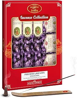 Mystic India - Hem Incense Precious Lavender 4 Tube Hexa & 3 Box Cones with Free Incense Holder & Cone Holders.