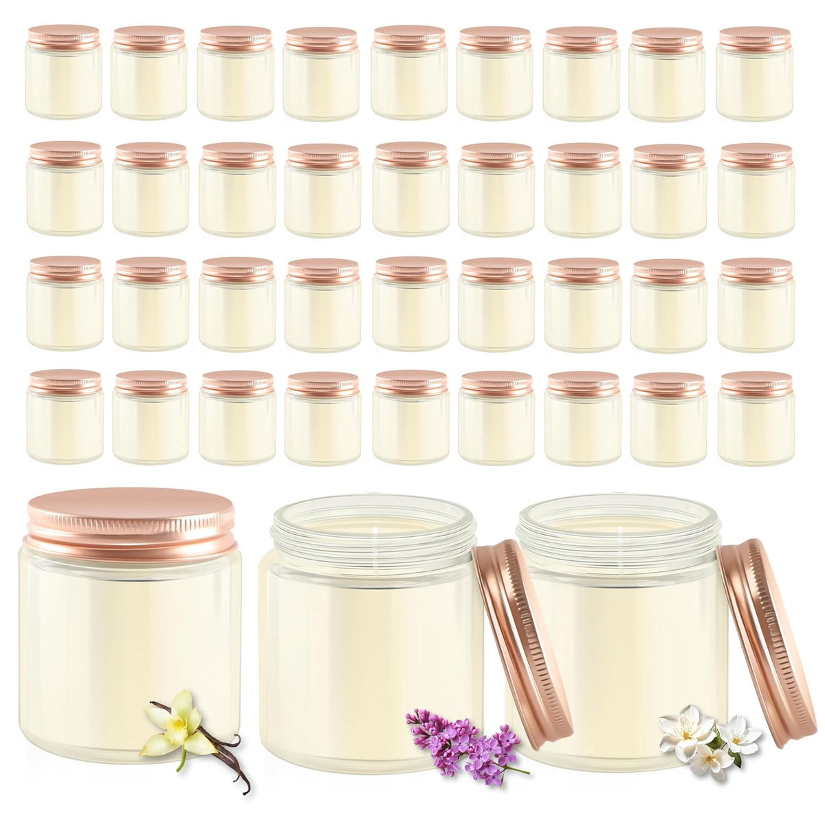 ACITHGL 36 Pcs 4oz Mini Mason Jar Candles Small Scented Candles Bulk Aromatherapy Ideal Souvenir Favors for Wedding Birthday