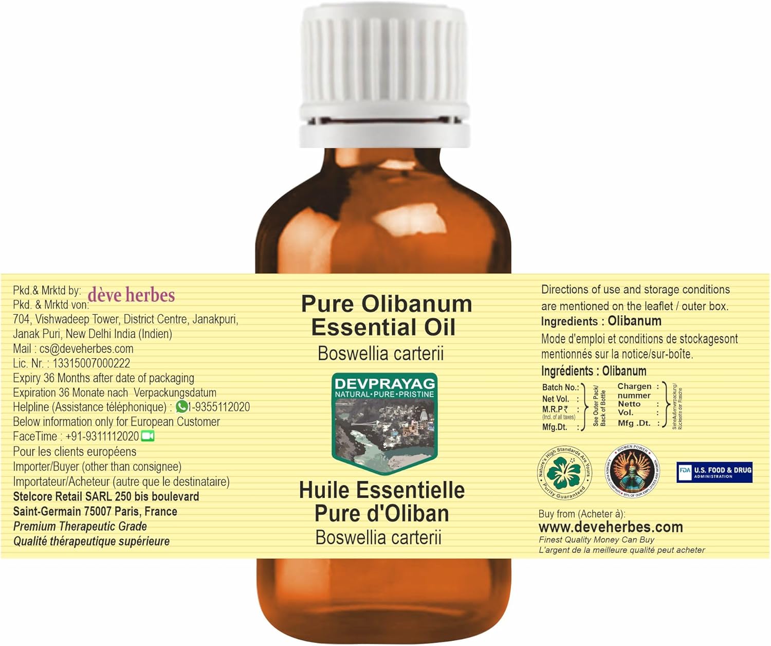 Pure Olibanum Essential Oil (Boswellia carterii) Steam Distilled (Pack of Three) 100ml X 3 (10 oz)