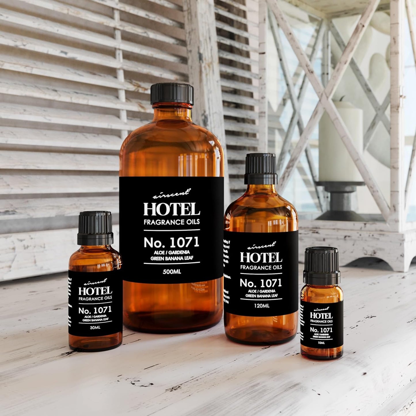 AirScent Hotel Diffuser Oil No. 1071 - Aloe, Gardenia, Green Banana Leaf - Premium Fragrance Oil for Ultrasonic and Waterless Diffusers and Crafting - 10 mL, 0.34 fl oz Glass Dropper Bottle