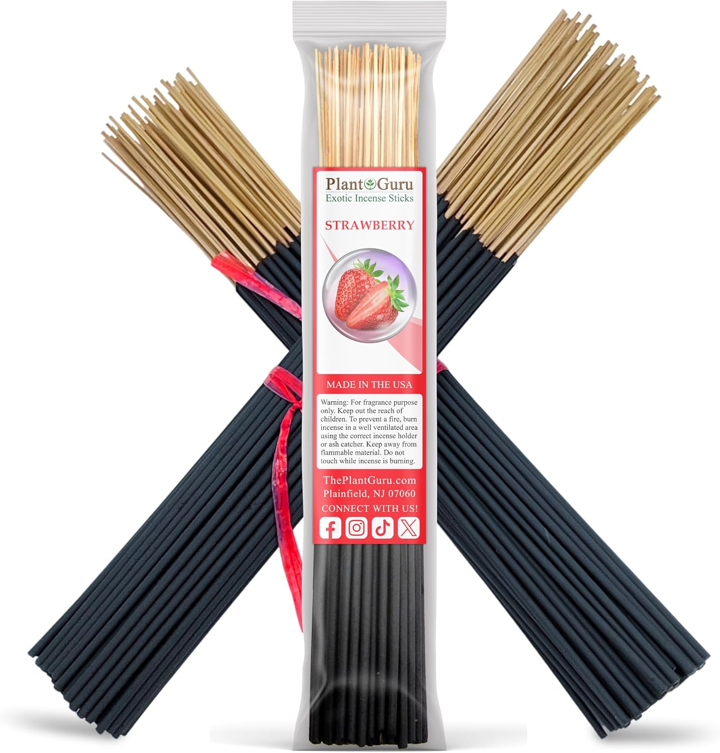 Strawberry Exotic Incense Sticks 11 Inch - Bulk 1 Bundle 45 to 50 Sticks - Natural 11" Long Lasting Aroma That Burns for 45 to 60 Minutes.