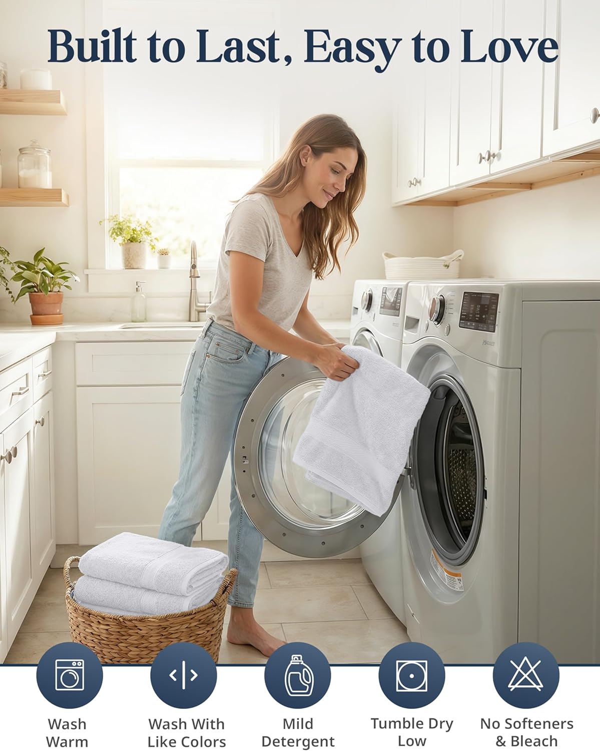 LANE LINEN 100% Cotton Bath Towel Set - 16 Pieces - Super Soft, Highly Absorbent & Quick Dry - 4 Bath, 8 Washcloths, 4 Hand Towels for Bathroom - Hotel Quality, Ideal for Spa, Gym & Travel - White