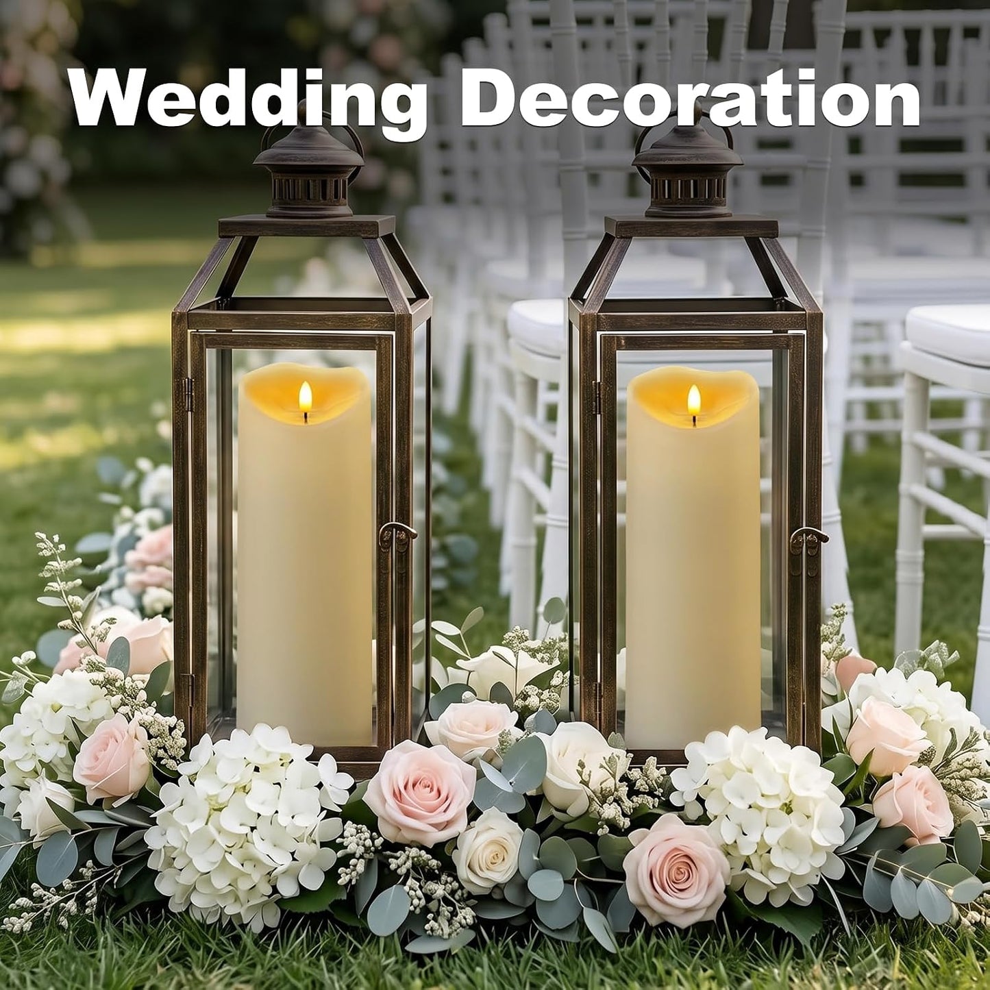Amagic 4” x 12” Extra Large Waterproof Outdoor Flameless Candles, IP65 Water-Resistant Battery Operated with Remote and Timer, Flickering LED Pillar Candle for Outdoor Patio Porch Decor, Dark Ivory