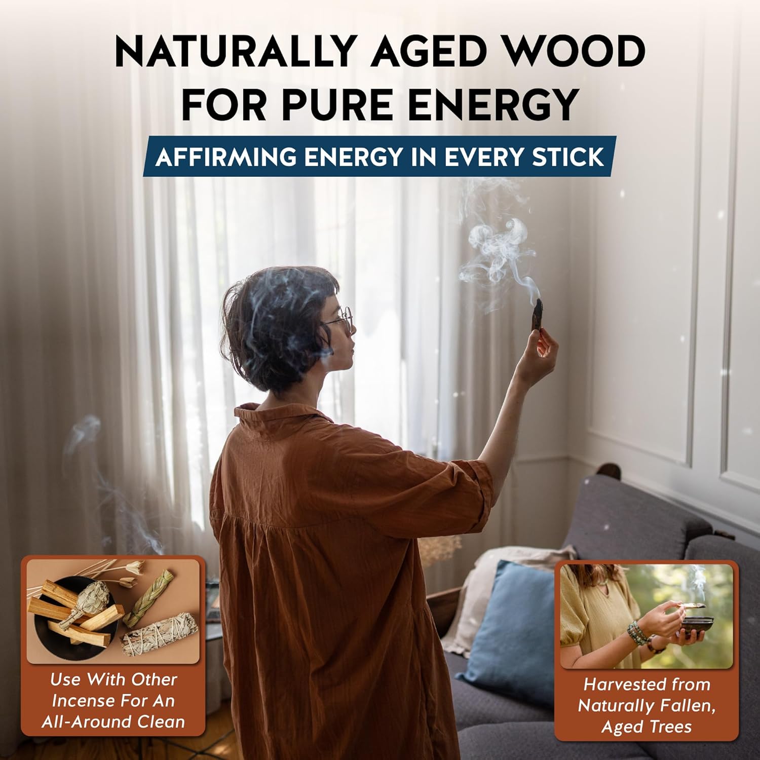 Palo Santo Sticks - Incense Sticks for Spiritual Cleansing, Stress Relief, Meditation Accessories, Home Fragrance - Sustainably Wild Harvested - Pack of 6 - Alternative Imagination
