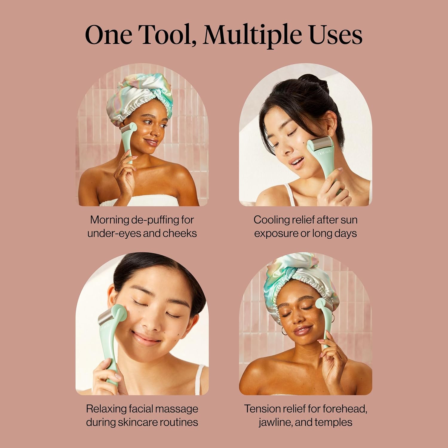 Kitsch Ice Roller for Face – Stainless Steel Ice Face Roller to Reduce Puffiness, Redness & Headaches – Cooling Facial Roller for Skin Care, Irritation Relief & Spa-Like Experience at Home - Mint