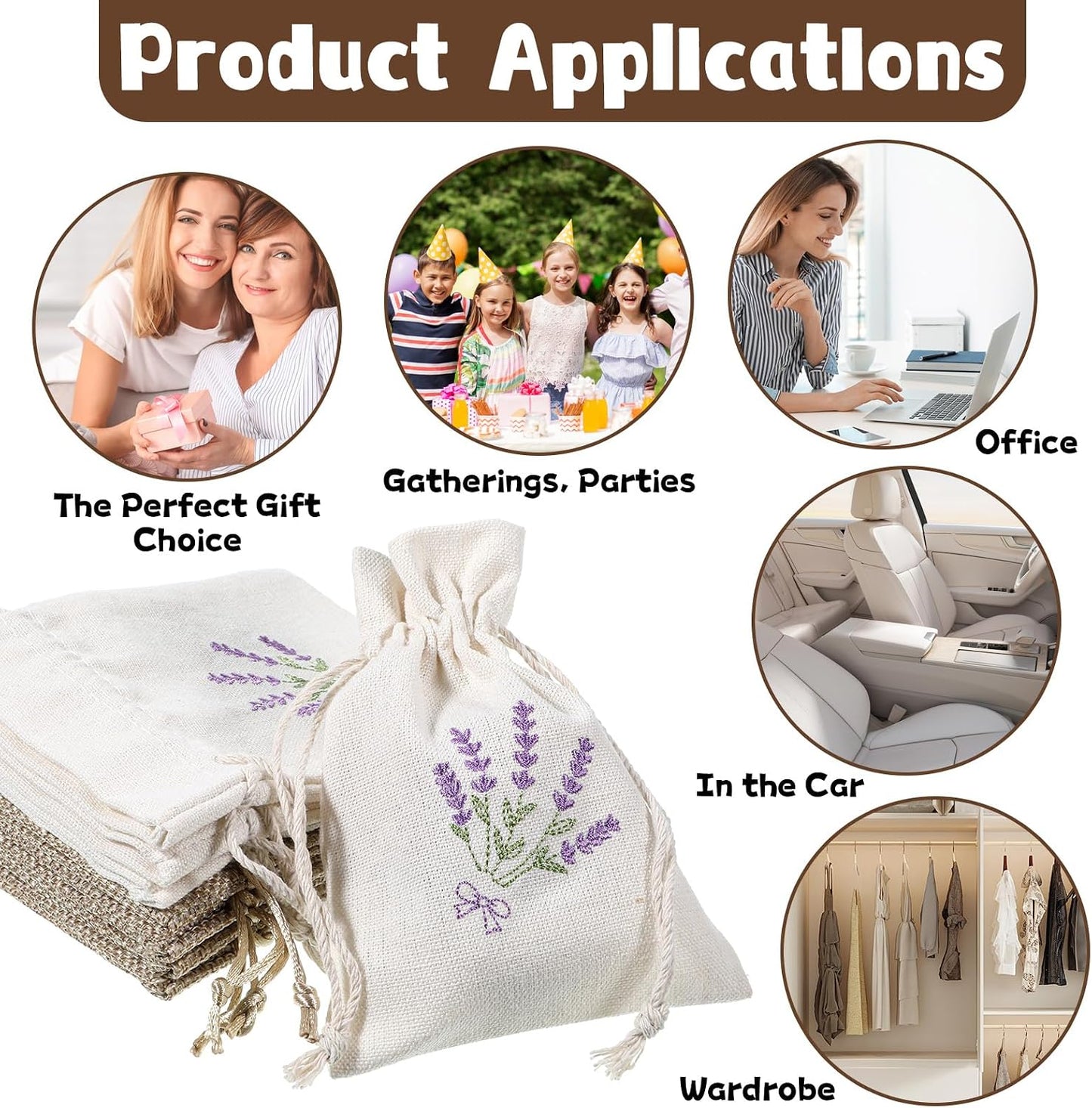 8 Pcs Cotton Lavender Bags, 4.3 X 5.5 Inch Sachet Empty Bag, Drawer Sachets with Drawstring Cotton Pouch for Filling Spice Jewellery Wedding Mini Fabric Bags for DIY Craft