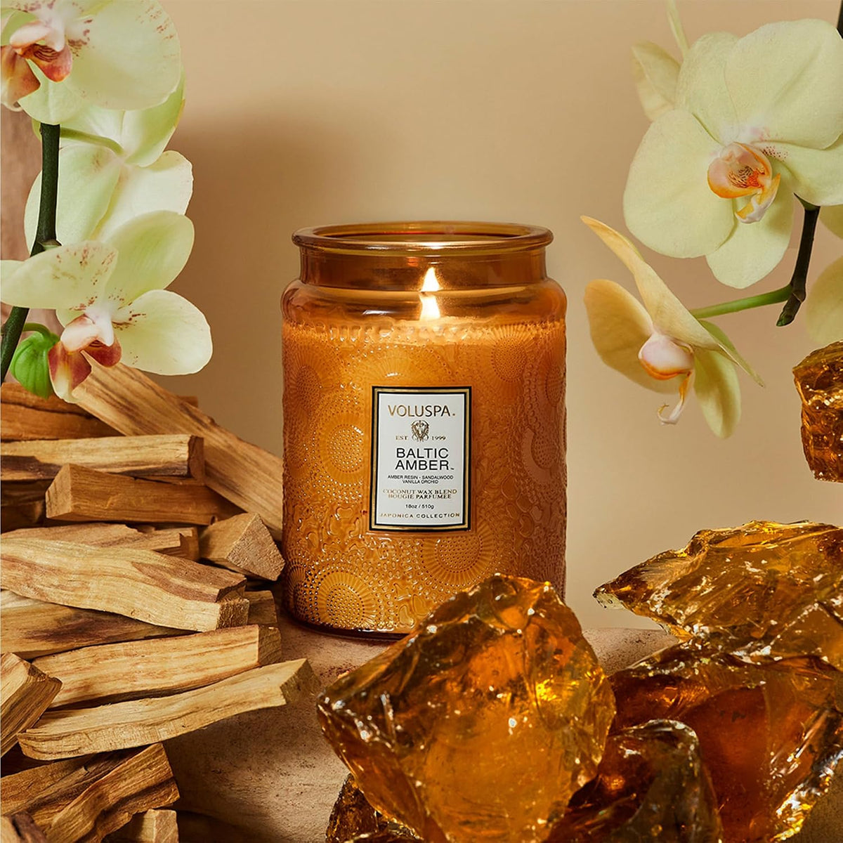 Voluspa Baltic Amber Large Scented Candle Jar 18 Oz