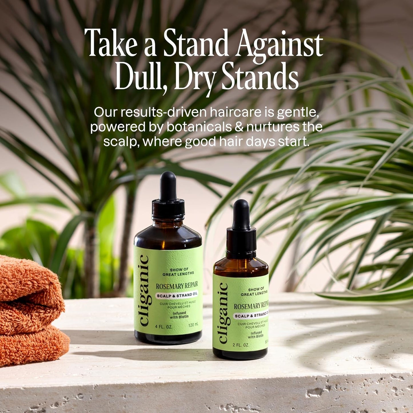 Cliganic Rosemary Hair & Scalp Oil with Biotin & Jojoba With Herbal Organic Ingredients - Serum To Smooth & Soften Frizzy, Damaged Hair, Split Ends & Dry Scalp Promote Fuller-Looking Hair 2 Fl Oz