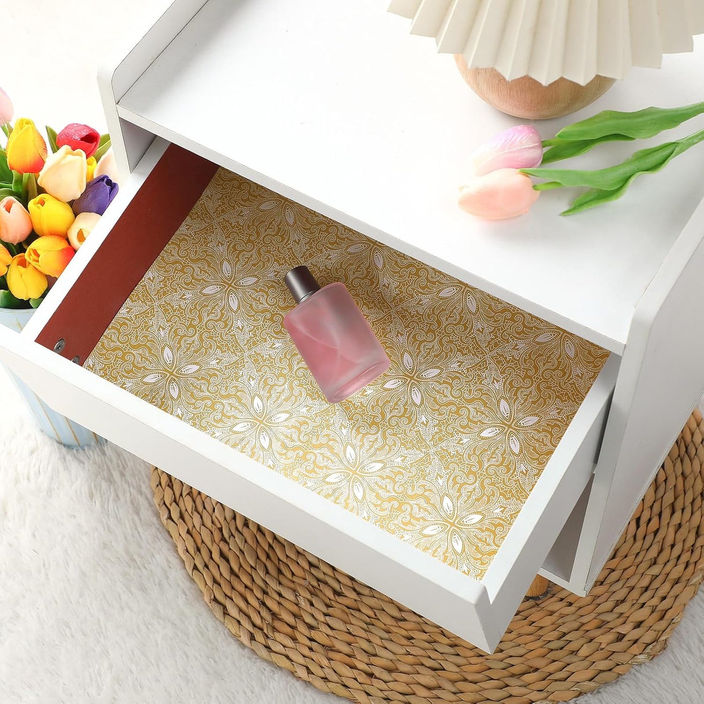 Geosar 10 Sheets Drawer Liners for Dresser Scented Drawer Liners Drawer Paper Liner Non Adhesive Scented Liners for Drawers Fragrant Drawer Liners for Home Shelf Closet (Retro)
