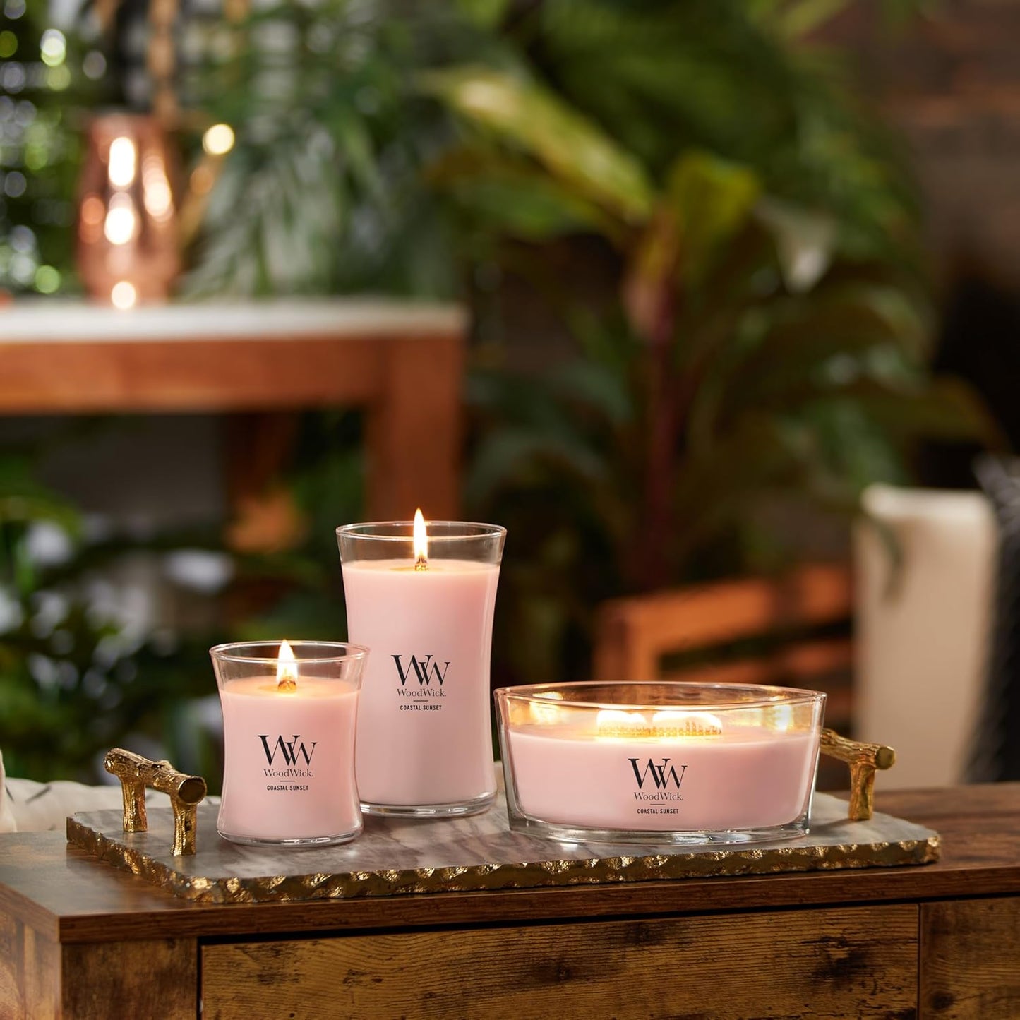 WoodWick Vanilla & Sea Salt Gifts for Women and Men, 9.7 oz Medium Hourglass Candle with Crackling Wick